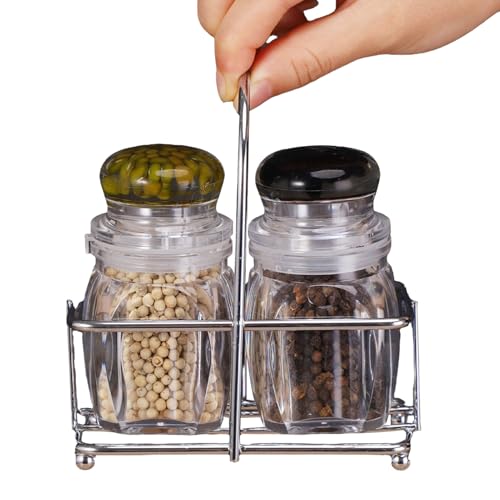 Salz- und Pfefferstreuer-Set, Salz- und Pfefferstreuer, Gewürzflaschen, Küchenzubehör mit Ständer für Schrank, Zuhause, Speisekammer, Restaurant, Wohnung, Arbeitsplatte, Bauernhaus, Picknick, Camping von Generisch