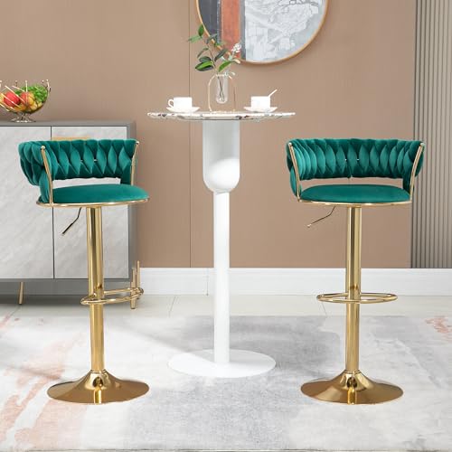 Samt 360° drehbarer Barhocker 2er-Set mit verstellbarer Höhe & Luxus-Rückenlehne – Hochwertiges Kücheninsel-Set mit goldener Metallbasis, atmungsaktivem Design und 150 kg Tragfähigkeit pro Stuhl Samt 360° drehbarer Barhocker 2er-Set mit verstellbarer Höhe & Luxus-Rückenlehne – Hochwertiges Kücheninsel-Set mit goldener Metallbasis, atmungsaktivem Design und 150 kg Tragfähigkeit pro Stuhl von Generisch