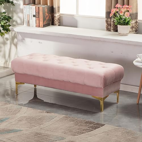 Samt-Aufbewahrungsbank mit Fußstütze, gepolstert für Schlafzimmer, Eingangsbereich und Flur, quadratischer Behälter-Pouf, stilvoller Nizer für Wohnzimmer und Heimdekoration von Generisch