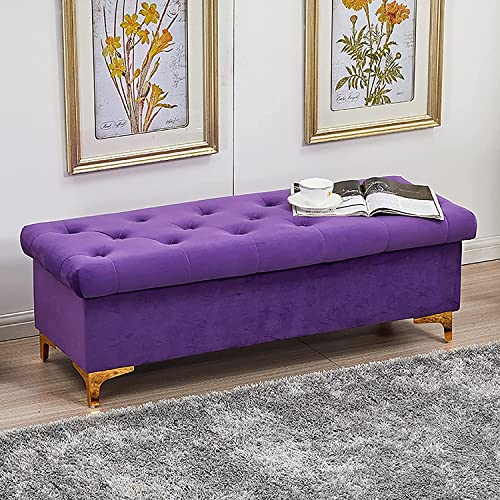 Samt Aufbewahrungshocker, Multifunktionssitz für Wohnzimmer, Schlafzimmer und Eingangsbereich - Moderne Fußstütze und Schuhbank von Generisch