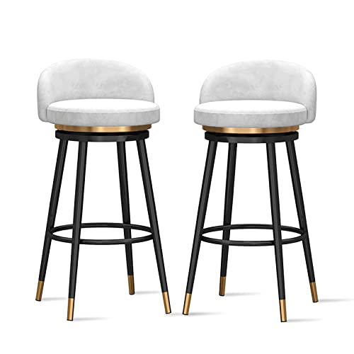Samt Barhocker 2er Set Moderne Küchenstühle mit Rückenlehne 360° Drehbar Thekenhocker für Frühstück Bar Insel Restaurant Polsterbar Höhe Samt Barhocker 2er Set Moderne Küchenstühle mit Rückenlehne 360° Drehbar Thekenhocker für Frühstück Bar Insel Restaurant Polsterbar Höhe von Generisch