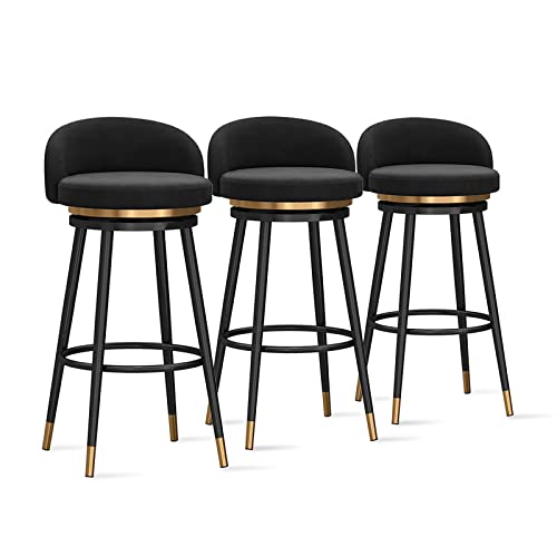 Samt Barhocker 3er Set Moderne Küchenstühle mit Rückenlehne Drehbar Thekenhocker für Frühstück Bar Insel Restaurant Polsterbar Höhe 360° Drehung Samt Barhocker 3er Set Moderne Küchenstühle mit Rückenlehne Drehbar Thekenhocker für Frühstück Bar Insel Restaurant Polsterbar Höhe 360° Drehung von Generisch