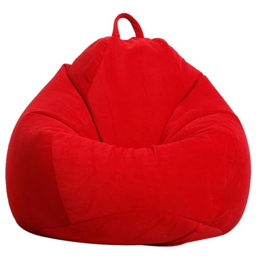 Samt-Cord-Sitzsack-Stuhlbezug (unbefüllt), waschbarer Sitzsackbezug für Wohnzimmer, Schlafzimmer, Balkon, Rot, 90 x 110 cm, gemütliche und stilvolle Heimdekoration von Generisch