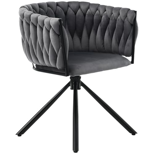 Samt Drehstuhl Esszimmerstuhl Moderner minimalistischer Sessel mit 360° Drehung für Wohnzimmer & Schlafzimmer Komfort von Generisch