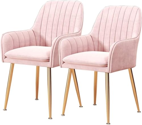 Samt-Empfangsstühle, 2er-Set, mit Rückenlehne und gepolstertem Sitz, goldene Beine, Esszimmerstühle für Wohnzimmer, Küchentheke Samt-Empfangsstühle, 2er-Set, mit Rückenlehne und gepolstertem Sitz, goldene Beine, Esszimmerstühle für Wohnzimmer, Küchentheke von Generisch