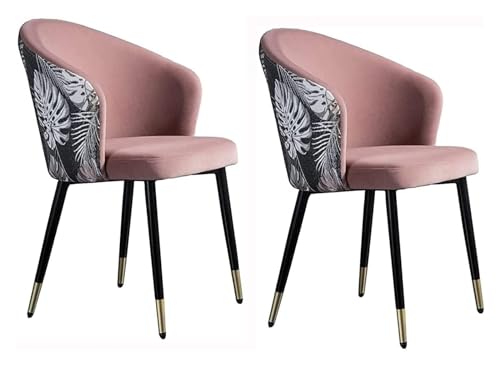 Samt Esszimmerstühle 2er Set Sessel mit Metallbeinen Bestickte Rückenlehne Hellrosa Sitz Moderne Küchenstühle für Esszimmer Samt Esszimmerstühle 2er Set Sessel mit Metallbeinen Bestickte Rückenlehne Hellrosa Sitz Moderne Küchenstühle für Esszimmer von Generisch
