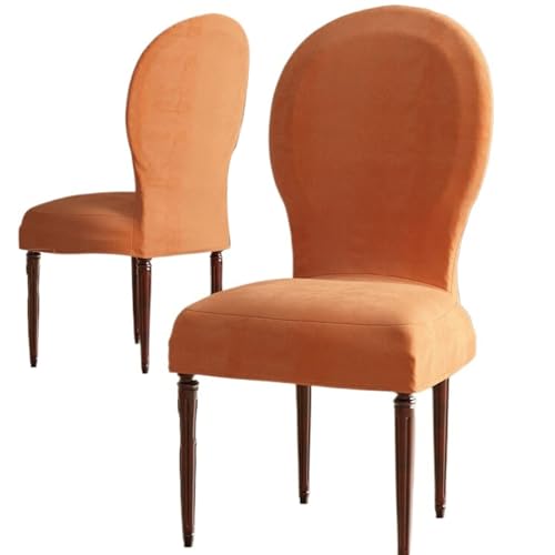 Samt-Esszimmerstuhlhussen, Stretch-Stuhlhussen für Esszimmerstühle mit runder Rückenlehne, Stuhlbezug mit gebogener Rückenlehne, 4er-Pack/2er-Pack, Stuhlhussen für Esszimmerstühle ohne Armlehnen von Generisch