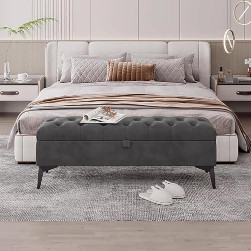 Samt-Fußhocker, moderner gepolsterter Fußhocker mit Metallbeinen, für Schlafzimmer, Wohnzimmer, Eingangsbereich von Generisch