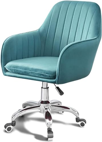 Samt Home Office Stuhl für Wohnzimmer Schlafzimmer, höhenverstellbarer Schreibtischstuhl, 360° drehbarer Arbeitsstuhl mit Lendenwirbelstütze (Farbe: Blau 1) von Generisch