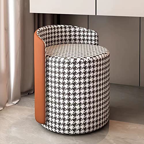Samt Pouf Hocker Ottomane - Eleganter runder Fußhocker mit gepolstertem Kissen und goldenem Metallfuß für Schlafzimmer oder Wohnzimmer von Generisch