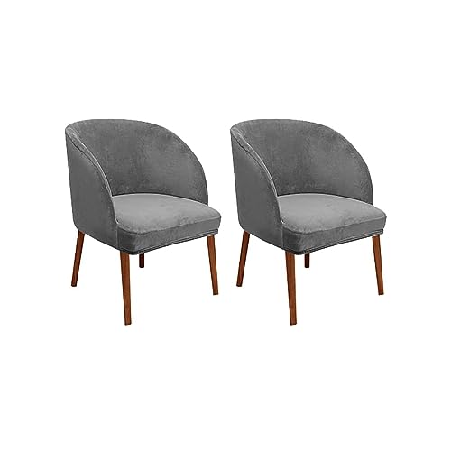 Samt-Schonbezüge für Drehsessel, moderne Stretch-Akzent-Stuhlhussen mit gebogener Rückenlehne, für Esszimmer und Wohnzimmer, 2 Stück von Generisch
