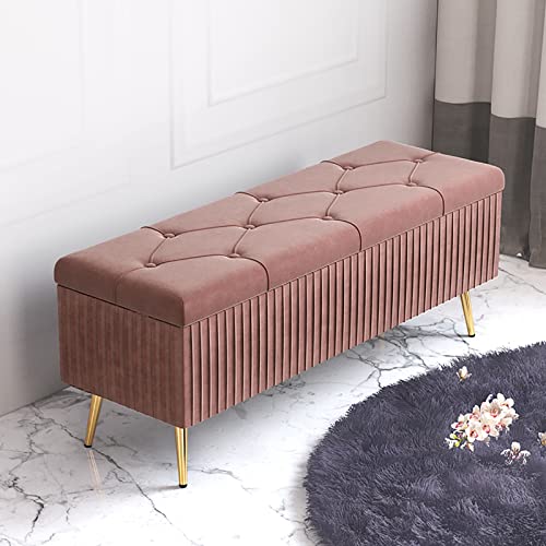 Samt Schuhbank Ottomane mit Plüsch Polsterung Moderne Eingangsbank für Schlafzimmer oder Wohnzimmer Beige von Generisch