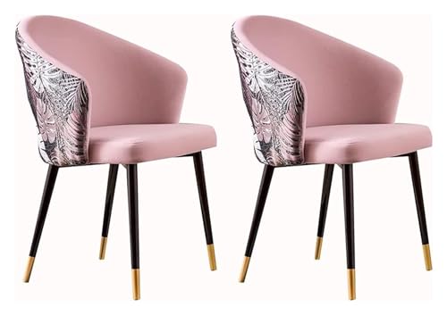 Samt Sessel 2er Set mit bestickter Rückenlehne Metallbeine Pfirsichrosa Esszimmerstühle Samt Sessel 2er Set mit bestickter Rückenlehne Metallbeine Pfirsichrosa Esszimmerstühle von Generisch