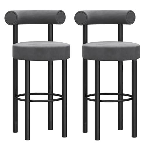 Samt Sitzhocker Barhocker 2er Set mit Fußstütze Thekenhöhe Barhocker für Kücheninsel Elegante Barstühle für Frühstückstheke von Generisch