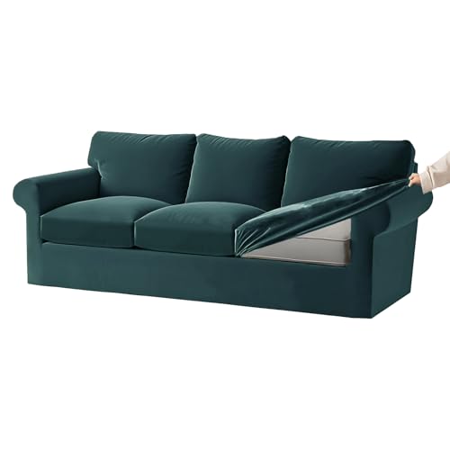 Samt Sofabezug-Set mit separaten Kissen & Rückenlehnenbezügen, 5-teiliges Set für 1/2/3/4 Sitzer, Weinrot, XL von Generisch