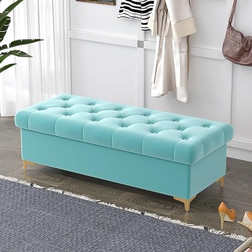 Samt Stauraum Ottomane mit Fuß, Polsterbank für Ende des Bettes, knöpfbare Schuhaufbewahrung, moderner Fußhocker für Eingangsbereich, Wohnzimmer, Esszimmer Samt Stauraum Ottomane mit Fuß, Polsterbank für Ende des Bettes, knöpfbare Schuhaufbewahrung, moderner Fußhocker für Eingangsbereich, Wohnzimmer, Esszimmer von Generisch