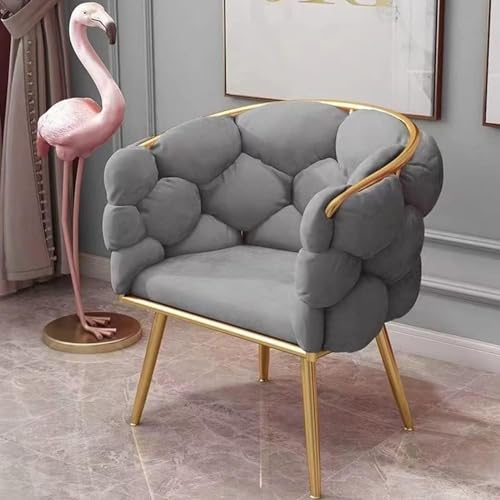 Samt-Stuhl mit goldfarbenen Metallbeinen, eleganter, bequemer Einzelstuhl für Schlafzimmer/Wohnzimmer/Café, leicht, luxuriöses Blasen-Design in Grau Samt-Stuhl mit goldfarbenen Metallbeinen, eleganter, bequemer Einzelstuhl für Schlafzimmer/Wohnzimmer/Café, leicht, luxuriöses Blasen-Design in Grau von Generisch
