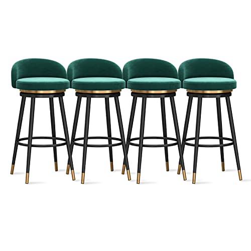Samt gepolsterte Barhocker 4er Set Moderne Kücheninselstühle mit Rückenlehne für Frühstücksbar oder Restaurant Theke Höhe 360° Drehsitze von Generisch