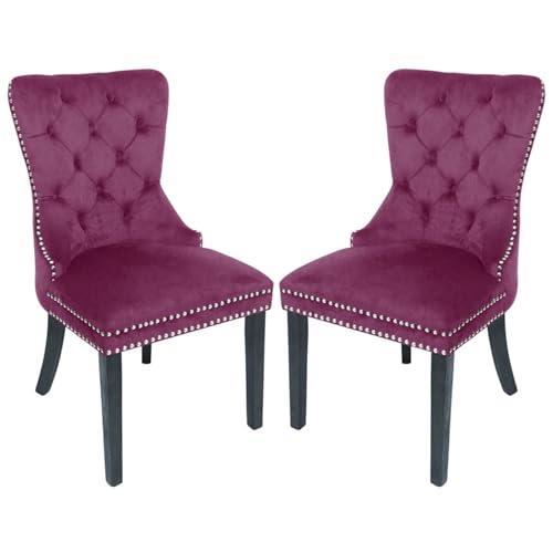 Samt gepolsterte Esszimmerstühle 2er Set mit Nagelkopfrückseite Massivholz Lounge Stühle für Küche/Schlafzimmer/Wohnzimmer Stilvolle und bequeme Sitzmöglichkeit für Ihr Zuhause von Generisch