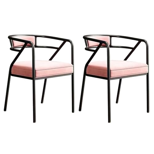 Samt gepolsterte Esszimmerstühle 2er Set mit schwarzen Metallbeinen für Küche und Wohnzimmer Komfort von Generisch
