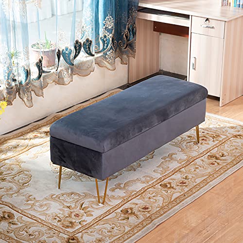 Samtgepolsterte Sitzbank, moderner Plüsch-Fußhocker mit getuftetem Design, Bettsofa für Eingangsbereich und Wohnzimmer, Dunkelgrau, 100 x 40 x 43 cm von Generisch