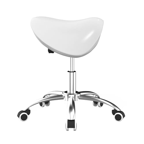 Sattelhocker, Anhebbarer Ergonomischer Rollhocker Mit Rückenlehne, Sattelstuhl Mit Rad, Kann 132 Pfund Tragen, for Das Salon-Heimstudio-Büro(White,Style 1) von Generisch