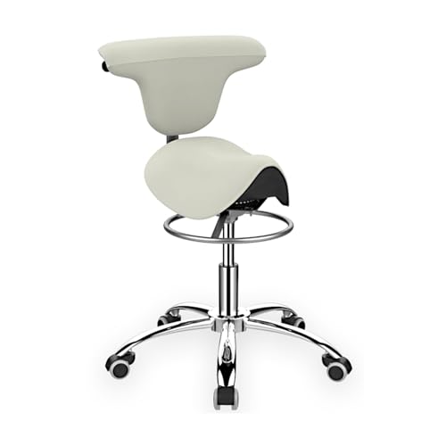 Sattelhocker, Anhebbarer Ergonomischer Rollhocker Mit Rückenlehne, Sattelstuhl Mit Rad, Kann 132 Pfund Tragen, for Das Salon-Heimstudio-Büro(White,Style 2) von Generisch