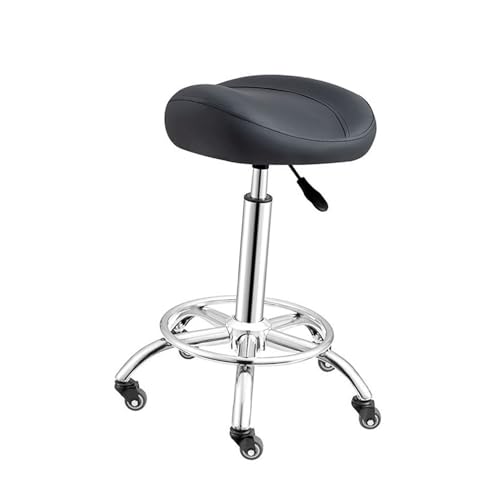 Sattelhocker, Ergonomischer 360°-Drehstuhl Mit Leisen Rädern, Sanftes Gleiten for Home Office Shop Spa Salon(Black) von Generisch