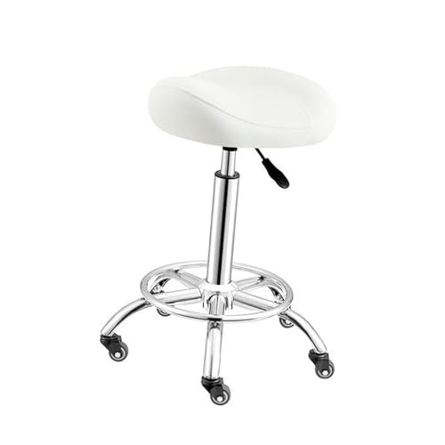 Sattelhocker, Ergonomischer 360°-Drehstuhl Mit Leisen Rädern, Sanftes Gleiten for Home Office Shop Spa Salon(White) von Generisch