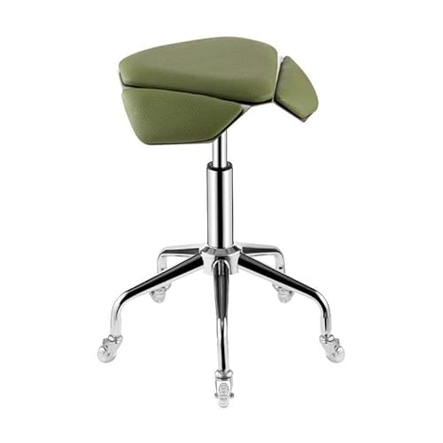 Sattelhocker, Ergonomischer Hocker Mit Rädern, Rollender Sattelstuhl, Trapezförmiger Sitz Und Verstellbare Höhe for Home Office Salon Shop(Green) von Generisch