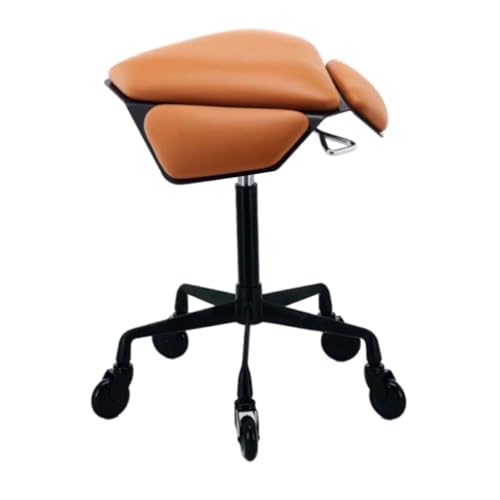 Sattelhocker, Pneumatischer Drehsattelstuhl, Ergonomischer Hocker Mit Rädern, Verstellbar Von 43 Bis 57 cm for Home Office Salon Shop(Orange,Style 2) von Generisch