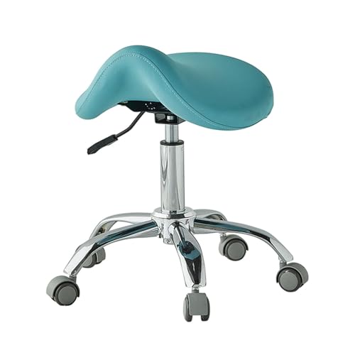 Sattelhocker, Sattelstuhl Mit Rad, Anhebbarer Ergonomischer Rollhocker Mit Rückenlehne, Belastbar 200 Kg, for Das Büro Im Salon, Zuhause, Studio(Blue,Style 1) von Generisch