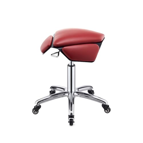 Sattelhocker Mit Rädern, Bequemer Ergonomischer Sitzstuhl, 43 Bis 57 cm Höhenverstellbar, for Schneiden Im Home-Office-Salon(Red) von Generisch