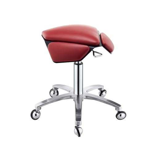 Sattelhocker Mit Rädern,43 Bis 57 cm Höhenverstellbar,Einfach Zu Installierender Ergonomischer Stuhl,for Schneiden Im Home Office Spa(Red) von Generisch