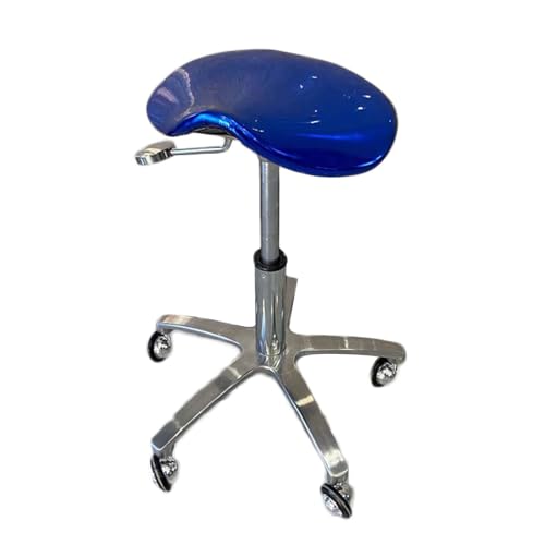 Sattelstuhl, Ergonomischer Sattelhocker, Drehbarer Sattelhocker Mit Spiegel, Um 360 ° Drehbare Räder Und Kein Verheddern Der Haare for Das Home-Office(Blue) von Generisch