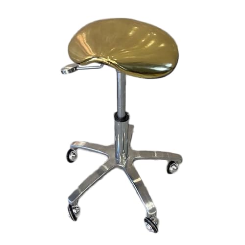 Sattelstuhl, Ergonomischer Sattelhocker, Drehbarer Sattelhocker Mit Spiegel, Um 360 ° Drehbare Räder Und Kein Verheddern Der Haare for Das Home-Office(Gold) von Generisch