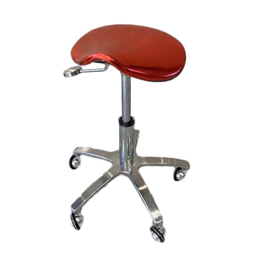 Sattelstuhl, Ergonomischer Sattelhocker, Drehbarer Sattelhocker Mit Spiegel, Um 360 ° Drehbare Räder Und Kein Verheddern Der Haare for Das Home-Office(Red) von Generisch