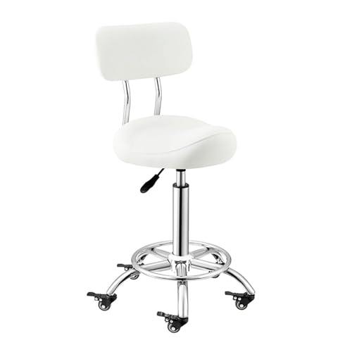 Sattelstuhl, Ergonomischer Sattelhocker, Rollbarer Lederhocker Mit Rückenlehne, Geräuschloses Bremsrad, Höhenverstellbar, for Salon, Home Studio, Büro(Color 1) von Generisch