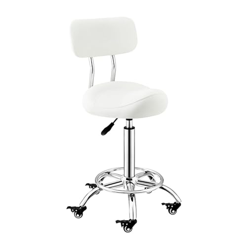 Sattelstuhl, Ergonomischer Sattelhocker, Rollender Lederhocker Mit Rückenlehne, Höhenverstellbar 50–70 cm, for Das Büro Im Salon, Zuhause, Studio(Color 2) von Generisch