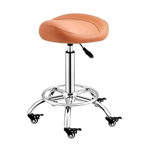 Sattelstuhl, Pneumatischer Drehbarer Sattelhocker, Ergonomischer Hocker Mit Leisem Bremsrad, Höhenverstellbar for Das Home-Office, Den Salon Oder Das Geschäft(Orange) von Generisch