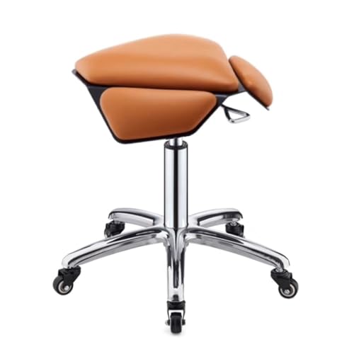 Sattelstuhl, Pneumatischer Drehsattelhocker, Ergonomischer Hocker Mit Rädern, Verstellbar Von 43 Bis 57 cm for Home Office Salon Shop(Orange) von Generisch