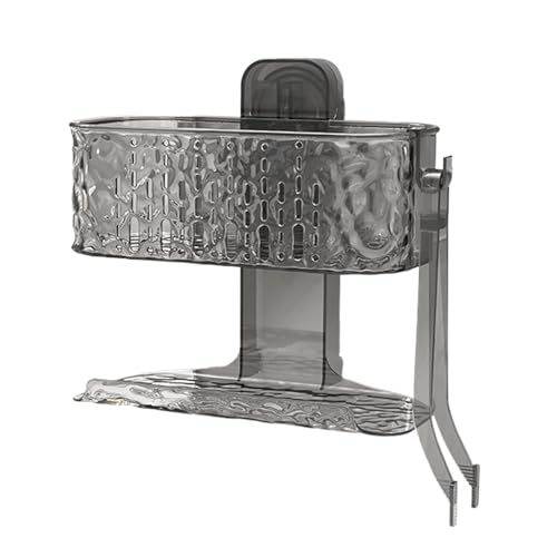 Saugnapf- für Dusche – doppellagiger Kosmetik-Halter, Saugnapf- , belüftetes Tablett, -Organizer, kein Stanzen mit Clip, Küche, Badezimmer, Duschraum, Wandregal für Toilettenartikel von Generisch