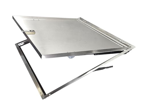 Schachtabdeckung Edelstahl Schachtdeckel auspflasterbar Gullideckel A15 EN124 Revisionsklappe + 2 Stoßdämpfer (Rostfreier Edelstahl, 600x600x25) von Generisch