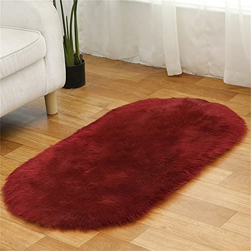 Schaffell-Teppich, weicher flauschiger Teppich für Wohnzimmer und Schlafzimmer, rutschfest, waschbar, Shaggy-Teppich, 60 x 90 cm von Generisch