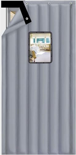 Schalldichte Vorhänge für Tür, Verdunkelung, geräuschunterdrückende Fenstervorhänge, Winterdicke Baumwoll-Türverkleidungen, schalldichte, winddichte, wasserdichte Decke, für Zuhause, Schlafzimmer von Generisch
