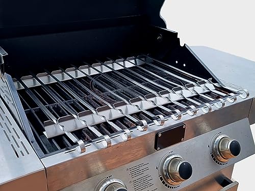 Schaschlikaufsatz Grillspieße Spießaufsatz Spießhalter Gestell für Gasgrill/Kohlegrill mit Schaschlikspießen Edelstahl 353mm 550mm 600mm 650mm 700mm (600 mm mit 12 Spießen) von Generisch