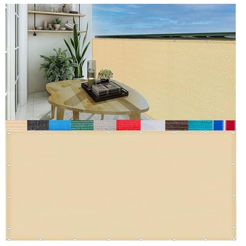 Schattennetz Beige 180 g/m² - 1,5 m x 8 m, UV-beständiges Sonnenschutznetz mit Ösen für Gewächshaus, Balkon, Terrasse, 95% UV-Blocker von Generisch