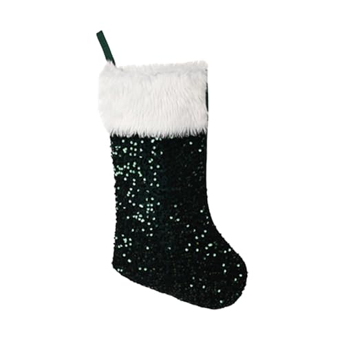 Schaukel Erwachsene Outdoor Ornamente, Pailletten, Weihnachtsstrümpfe, mehrfarbige Plüsch-Weihnachtsstrümpfe, Geschenktüten für Kinder Edelstahl Für Garten (Green, One Size) von Generisch