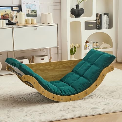 Schaukelstuhl, Ergonomischer Liegestuhl mit Kissen, Liegestuhl aus Holz für Wohnzimmer, Schlafzimmer, Kinderzimmer, Balkon von Generisch