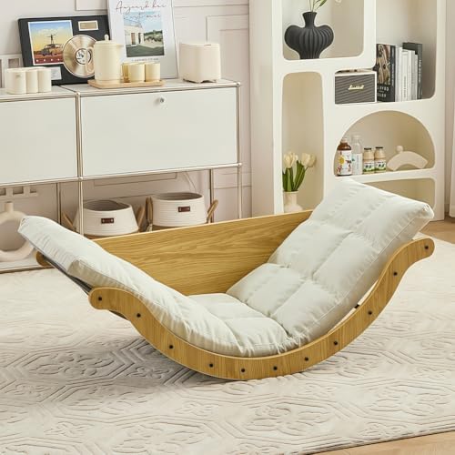 Schaukelstuhl, Ergonomischer Liegestuhl mit Kissen, Liegestuhl aus Holz für Wohnzimmer, Schlafzimmer, Kinderzimmer, Balkon Schaukelstuhl, Ergonomischer Liegestuhl mit Kissen, Liegestuhl aus Holz für Wohnzimmer, Schlafzimmer, Kinderzimmer, Balkon von Generisch